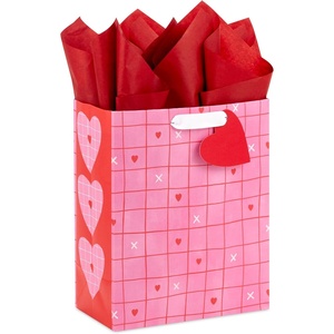 Hallmark 9″ Medium Valentine’s Day Gift Bag with Tissue Paper (Pink and Red Heart Grid)(Pink and Red Heart Grid)