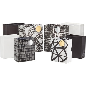 Hallmark Assorted Black and White Gift Bags (8 Bags: 4 Medium 9″, 4 Large 13″) for Valentine’s Day, Weddings, Graduations, Retirements, Halloween(8 Gift Bags)