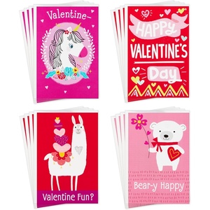 Hallmark Assorted Valentines Day Cards for Kids, 12 Cards with Envelopes (Unicorns, Bears, Llamas)(Animals  4 designs  3 Cards each with Envelopes)