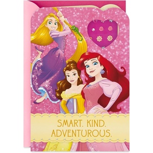 Hallmark Birthday Greeting Card for Kids (Disney Princess Earring Stickers)(5” x 7.2”)