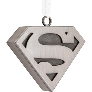 Hallmark Christmas Ornament, DC Superman Silver Shield Ornament, Metal, Gifts for DC Comics Fans