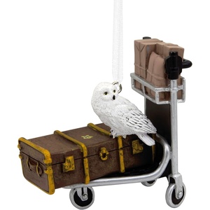 Hallmark Christmas Ornament, Harry Potter Luggage Trolley with Hedwig Ornament, Gifts for Harry Potter Fans