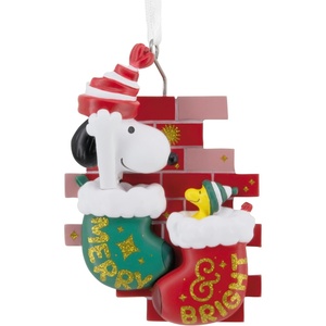 Hallmark Christmas Ornament, Peanuts Snoopy and Woodstock Merry & Bright Ornament, Gifts for Peanuts Fans