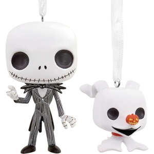 Hallmark Christmas Ornaments, Disney Tim Burton’s The Nightmare Before Christmas Jack Skellington and Zero Funko POP! Ornaments, Set of 2, Gifts for Disney Fans