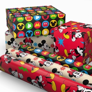 Hallmark Disney Mickey Mouse Wrapping Paper Mini Rolls, 3-Pack (Mickey, Minnie, Mouse Ears, Red and Black) for Birthdays, Graduations, Celebrations, Any Occasion – 45 Sq. Ft. Total(3 Mini Rolls)