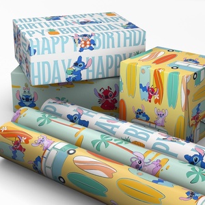 Hallmark Disney Stitch Birthday Wrapping Paper Mini Rolls, 3-Pack (Surfboards, Palm Trees, Pineapples) for Kids Parties, Christmas, Celebrations, Any Occasion – 45 Sq. Ft. Total(Stitch (3 Mini Rolls))