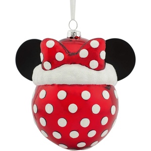 Hallmark Disney Stitch Santa Hat Blown Glass Christmas Ornament(Minnie Icon With Santa Hat)