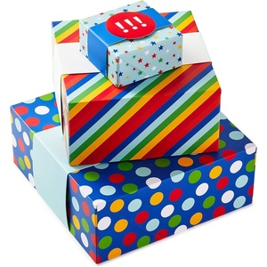 Hallmark Gift Boxes 3-Pack Assorted Sizes (Flowers and Stripes) for Valentine’s Day, Birthdays, Bridal Showers, Mother’s Day, Best Friends, Gifts for Her, Wrapped Treats and Cookies(Blue  Light Blue)