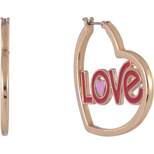 Hallmark Gold Tone Heart Shaped Hoop Earrings