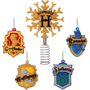 Hallmark Harry Potter 5″ Miniature Christmas Tree Topper and 1.89″ Mini Ornaments, Set of 5, Shatterproof