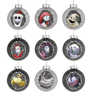 Hallmark Keepsake Christmas Ornaments 2023, Disney Tim Burton’s The Nightmare Before Christmas Halloween Town, Glass Ornament, Set of 9, Gifts for Disney Fans(Halloween Town)