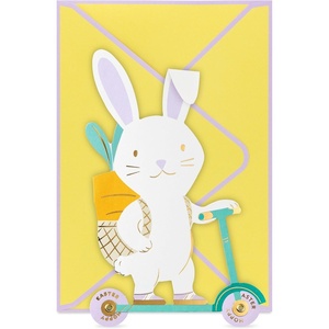 Hallmark Kids Easter Card, Wheely Fun (Die-Cut Bunny on Scooter with Removable Carrot Card) for Son, Daughter, Grandchild(Easter Bunny)