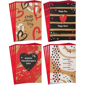 Hallmark Kraft Valentines Day Card Assortment (16 Cards with Envelopes) Red, Black, White(Valentine Kraft Brush Strokes Card Assortment)
