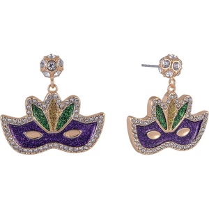 Hallmark Mardi Gras Mask Stone Earrings
