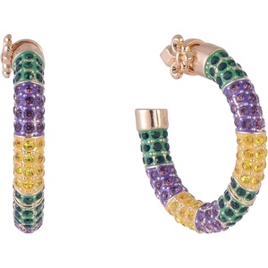 Hallmark Mardi Gras Stone Hoop Earrings