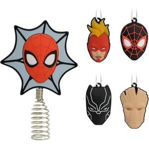 Hallmark Marvel Super Heroes Mini Christmas Ornaments, Shatterproof, Set of 6(Mini Tree Topper with Ornaments)