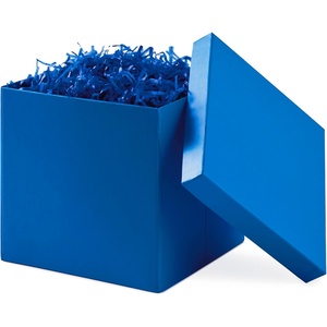Hallmark Medium Gift Box with Lid and Shredded Paper Fill (Black 7 inch Box) for Weddings, Graduations, Birthdays, Father’s Day, Groomsmen Gifts, All Occasion(Royal Blue)