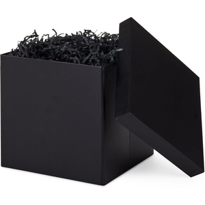 Hallmark Medium Gift Box with Lid and Shredded Paper Fill (Black 7 inch Box) for Weddings, Graduations, Birthdays, Father’s Day, Groomsmen Gifts, All Occasion(Black)