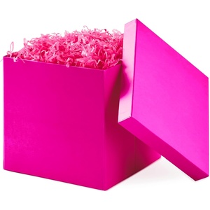 Hallmark Medium Gift Box with Lid and Shredded Paper Fill (Black 7 inch Box) for Weddings, Graduations, Birthdays, Father’s Day, Groomsmen Gifts, All Occasion(Bright Pink)