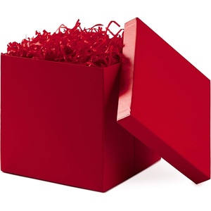 Hallmark Medium Gift Box with Lid and Shredded Paper Fill (Black 7 inch Box) for Weddings, Graduations, Birthdays, Father’s Day, Groomsmen Gifts, All Occasion(Red)
