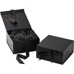 Hallmark Medium Gift Boxes with Bow and Shredded Paper Fill, Pack of 2 (Antique White 8 inch Box) for Weddings, Bridal Showers, Graduations, Birthdays, Bridesmaids Gifts, All Occasion(Black)