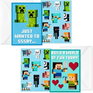 Hallmark Minecraft Valentines Day Cards and Stickers for Kids School (24 Classroom Valentines with Envelopes)(Minecraft Valentine’s Day Cards)