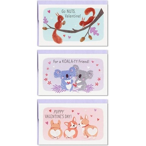 Hallmark Mini Valentines Day Cards for Kids School, Llama, Sloth, Dinosaur, Unicorn (32 Classroom Valentines with Envelopes)(Cute Animals Folded Mini Valentines)