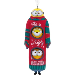 Hallmark Minions: The Rise of Gru, Bob, Kevin, and Stuart The Minions in Ugly Christmas Sweater Christmas Ornament