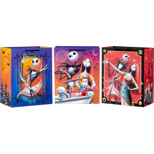 Hallmark Nightmare Before Christmas Wrapping Paper Mini Rolls, 3-Pack (Jack Skellington, Sally, Zero on Pink, Purple, Black) for Birthdays, Valentine’s Day, Halloween, Any Occasion – 45 Sq. Ft. Total(Nightmare Before Christmas (3 Gift Bags))
