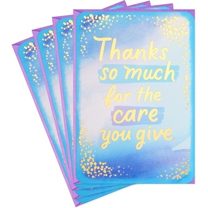 Hallmark Pack of Thank You Cards, Nurses Day Cards (4 Cards with Envelopes, Care You Give)(Purple-Mint)