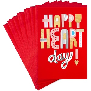 Hallmark Pack of Valentines Day Cards or Galentines Day Cards, Happy Heart Day (10 Valentine’s Day Cards with Envelopes) (5VFE6119)(Bold Happy Heart Day  10 Cards with Envelopes)