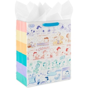 Hallmark Peanuts 13″ Large Gift Bag with Tissue Paper (Rainbow Snoopy, Charlie Brown, Linus, Lucy) for Birthdays, Christmas, Fans(Rainbow Snoopy)