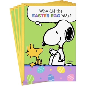 Hallmark Peanuts Pack of St. Patricks Day Cards, Lucky Snoopy (6 Cards with Envelopes)(Easter  Snoopy Egg Joke)