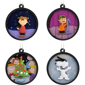 Hallmark Peanuts Scenes Mini Christmas Ornaments, Shatterproof, Set of 4