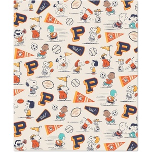 Hallmark Peanuts Throw Blanket, 50×60, Plush Polyester, Two-Sided Athletic Club (Navy and Gray Stripes), Gift for Grads, Fans, Collectors, Christmas, Birthdays
