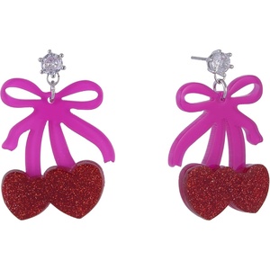 Hallmark Pink Bow and Cherry Drop Earrings