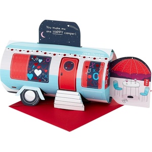 Hallmark Pop Up Card for Husband, Wife, Boyfriend, Girlfriend (Retro RV Camper) for Anniversary, Romantic Birthday, Love, Valentine’s Day(Pop Up  Happy Camper)
