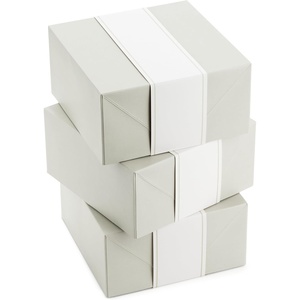 Hallmark Small Gift Boxes with Wrap Band (2-Pack: Gray Geometric, Gold “Enjoy!”) 4 inch Boxes for Weddings, Graduations, Engagements, Birthdays, Housewarmings, Wrapped Treats and Cookies(Antique White)
