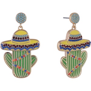 Hallmark Sombrero Cactus Stone Earrings