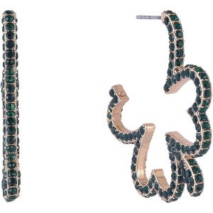 Hallmark St. Patrick’s Day Green Stone Shamrock Hoop Earrings