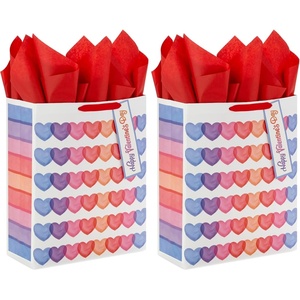 Hallmark Valentine’s Day 15″ Extra Large Gift Bag with Tissue Paper (Hearts, Blue, Purple, Pink, Red, Orange) for Kids, Teachers, Husband, Wife, Grandchildren(1 Count (Pack of 2))