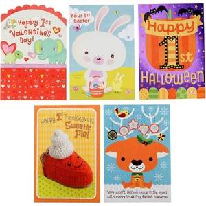 Hallmark Valentine’s Day Card for Son or Daughter from Mom (Stitched Hearts)(Baby’s 1st All Seasons – 5 Cards with Envelopes)