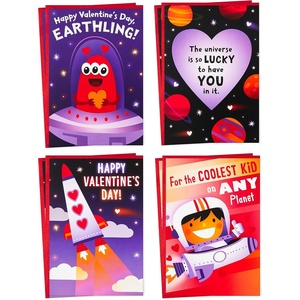 Hallmark Valentine’s Day Cards for Kids School, Llama, Bear, Hearts (8 Classroom Valentines with Envelopes)(Purple and Black)