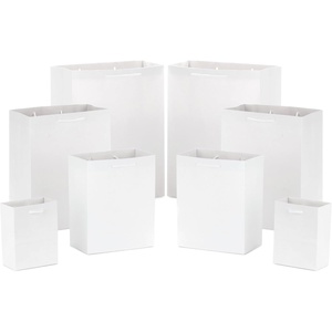 Hallmark White Gift Bags in Assorted Sizes (8 Bags: 2 Small 5″, 2 Medium 8″, 2 Large 11″, 2 Extra Large 14″) for Christmas, Weddings, Bridal Showers, Birthdays, Graduations(White)