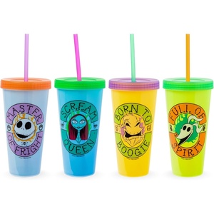 Silver Buffalo Rainbow Brite 4 pack Color Change Plastic Tumbler Set Featuring Rainbow Brite, Patty O’Green, La La Orange, and Shy Violet, 24 Ounces(Disney The Nightmare Before Christmas)