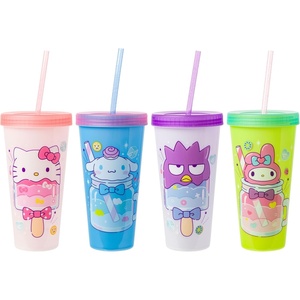 Silver Buffalo Rainbow Brite 4 pack Color Change Plastic Tumbler Set Featuring Rainbow Brite, Patty O’Green, La La Orange, and Shy Violet, 24 Ounces(Hello Kitty  My Melody  Badtz-Maru  and Cinnamoroll)
