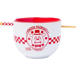 Silver Buffalo Rainbow Brite and Twink Ceramic Ramen Bowl with Chopsticks and Spoon, 20 Ounces(Five Night at Freddy’s Fazbear Pizza)