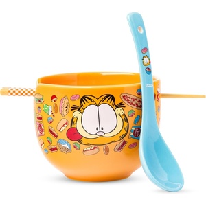 Silver Buffalo Rainbow Brite and Twink Ceramic Ramen Bowl with Chopsticks and Spoon, 20 Ounces(Garfield Junk Food Spoon)