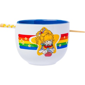 Silver Buffalo Rainbow Brite and Twink Ceramic Ramen Bowl with Chopsticks and Spoon, 20 Ounces(Rainbow Brite)