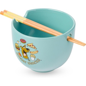 Silver Buffalo Rainbow Brite and Twink Ceramic Ramen Bowl with Chopsticks and Spoon, 20 Ounces(Scooby Doo Scooby Snacks)